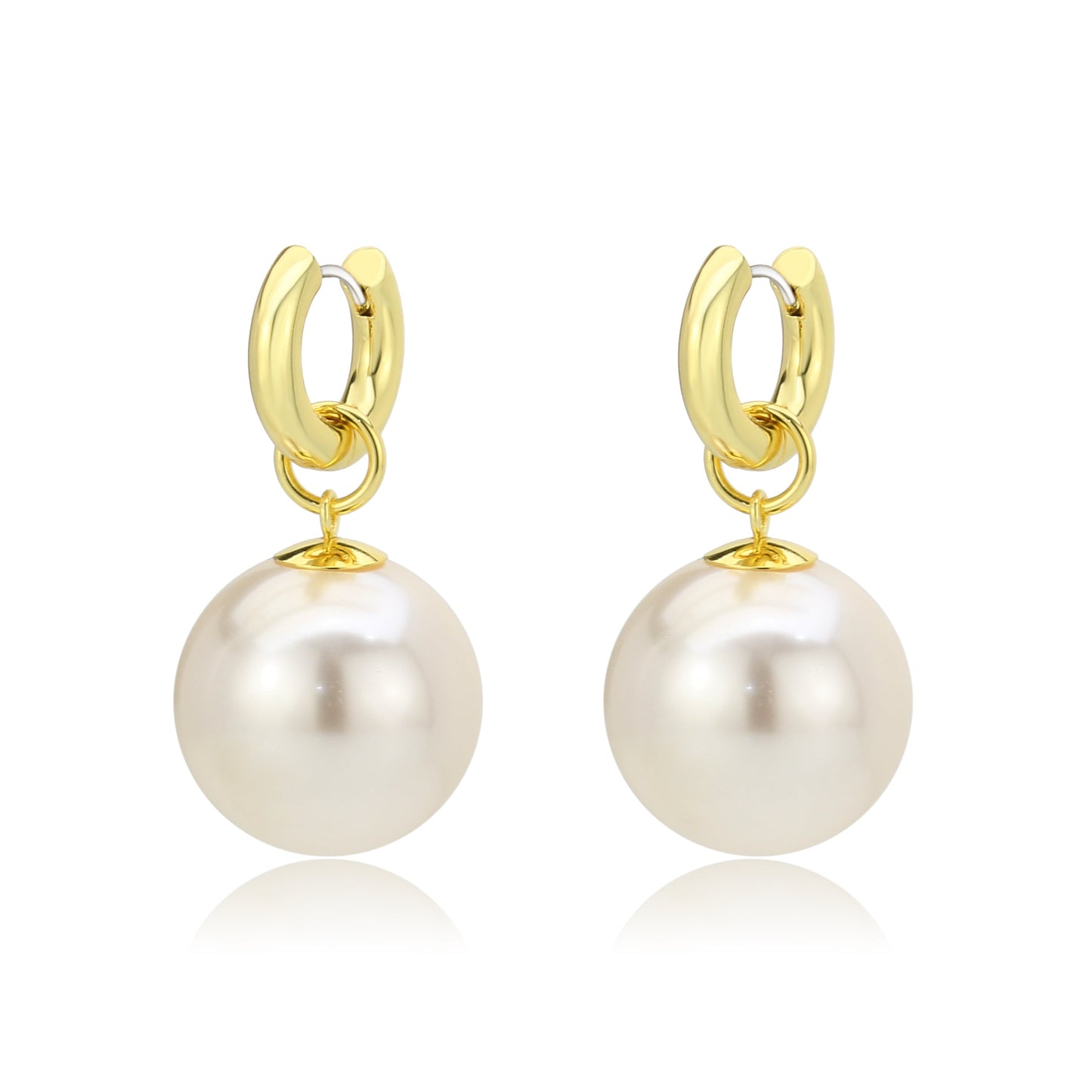 3W1741G - Flash Gold Brass Earring with Synthetic in White-0