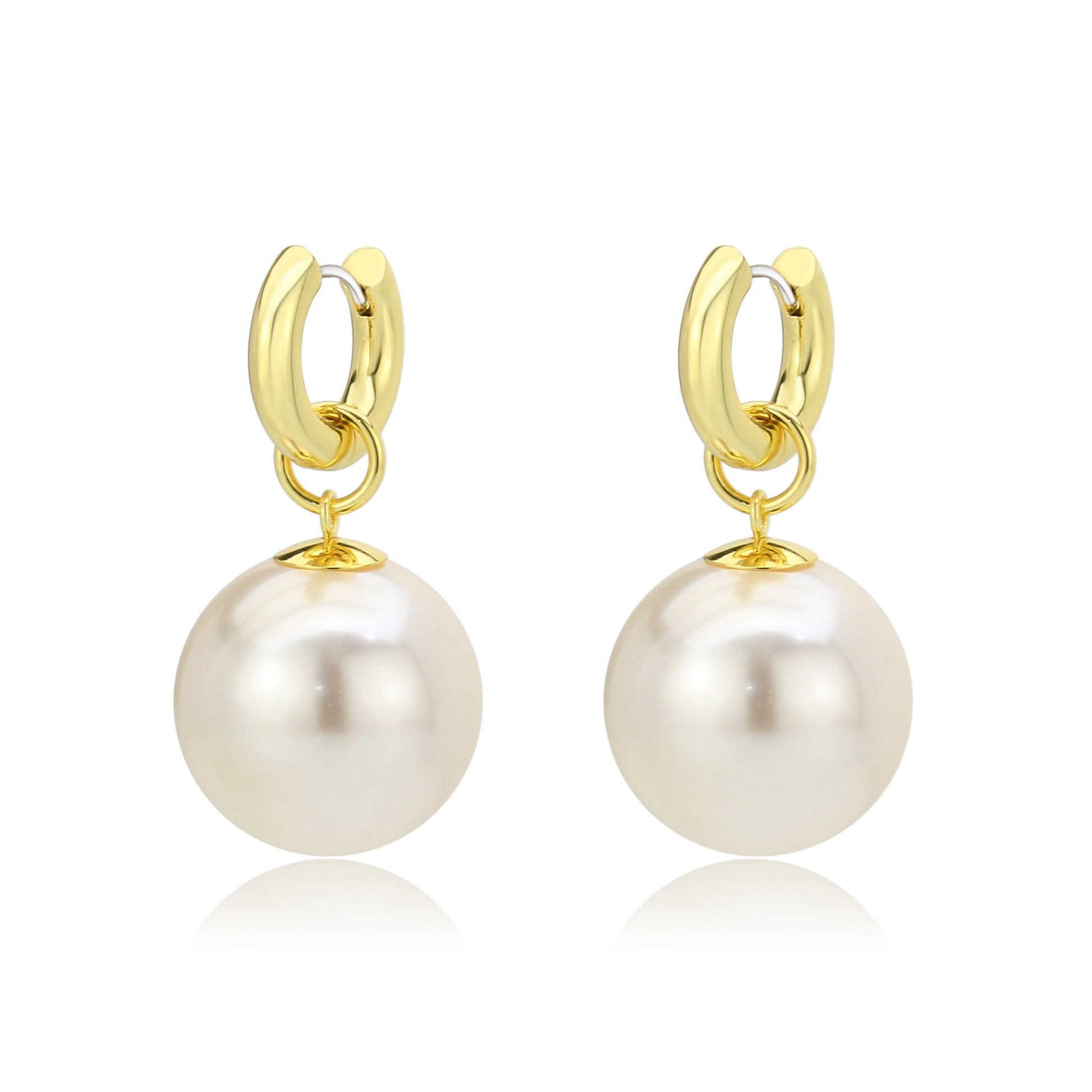 3W1741G - Flash Gold Brass Earring with Synthetic in White-0