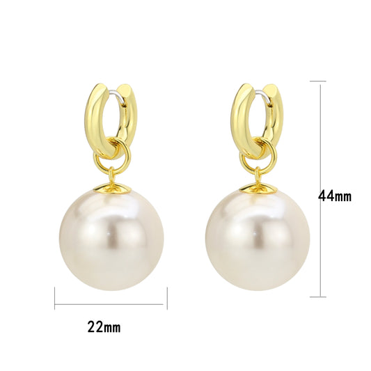 3W1741G - Flash Gold Brass Earring with Synthetic in White-1