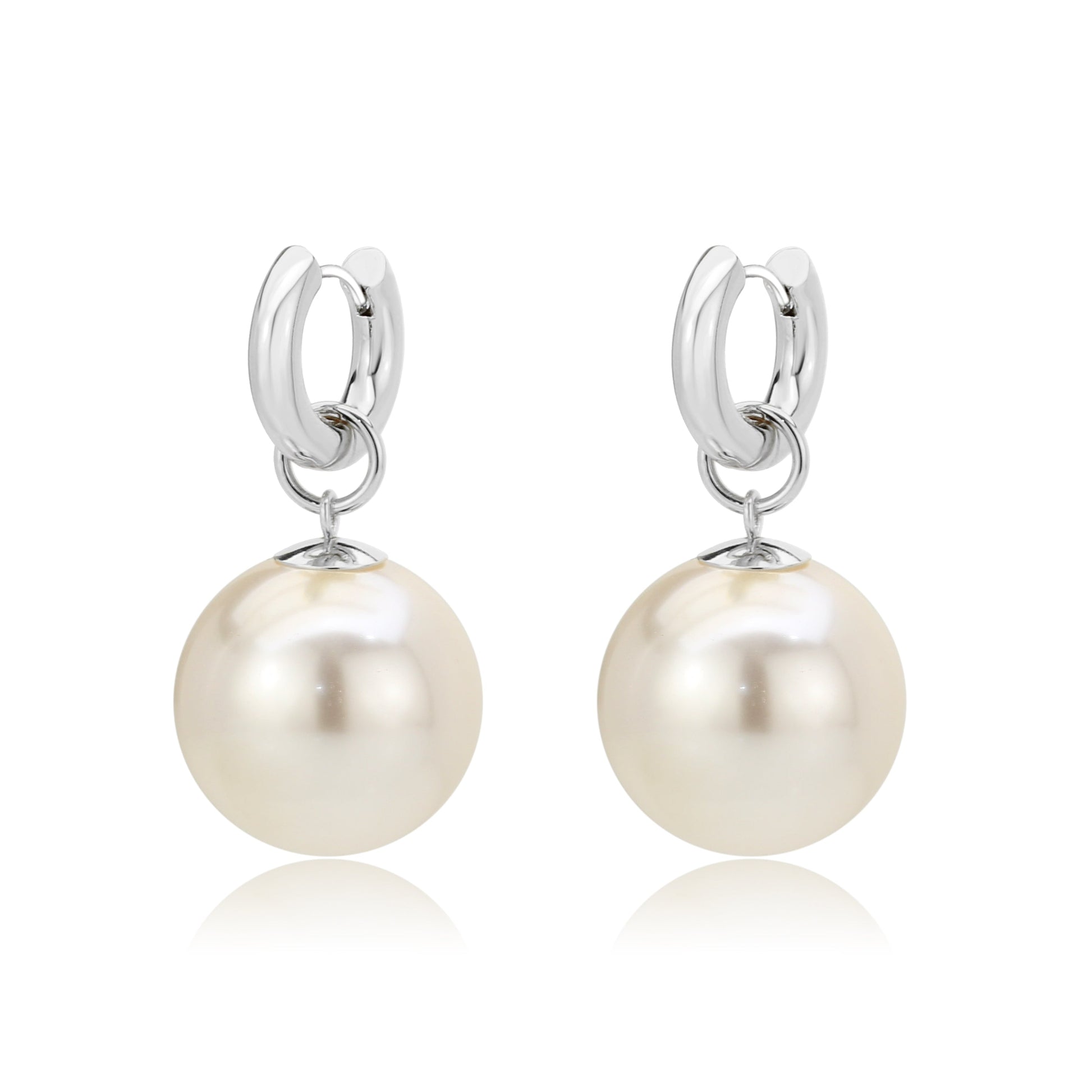 3W1741 - Imitation Rhodium Brass Earring with Synthetic in White-0