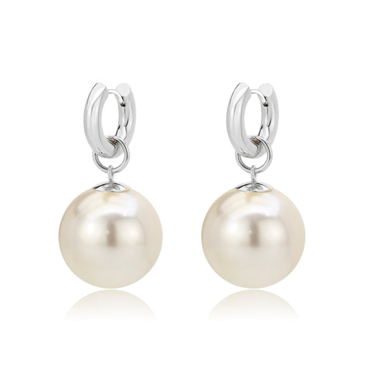 3W1741 - Imitation Rhodium Brass Earring with Synthetic in White-0