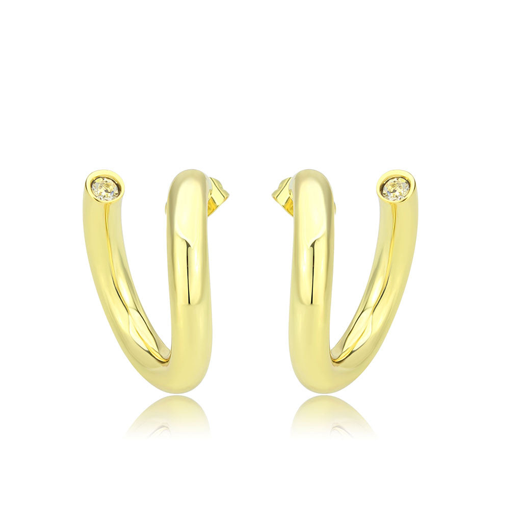3W1742G - Flash Gold Brass Earring with NoStone in No Stone-0