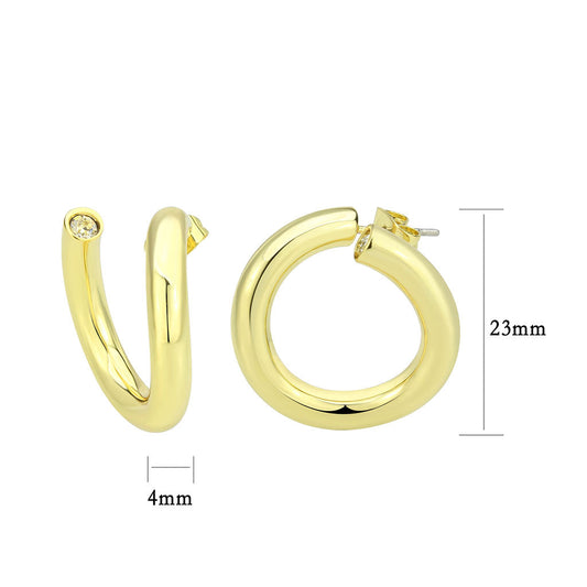 3W1742G - Flash Gold Brass Earring with NoStone in No Stone-1