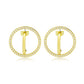 3W1744G - Flash Gold Brass Earring with AAA Grade CZ in Clear-0