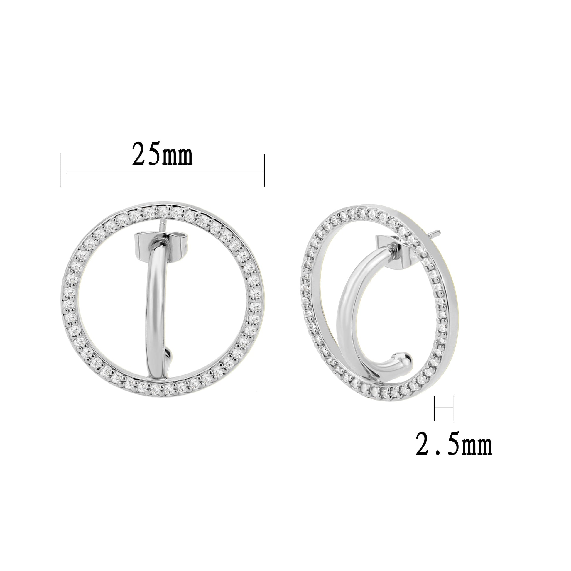 3W1744 - Imitation Rhodium Brass Earring with AAA Grade CZ in Clear-2