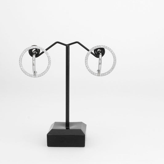 3W1744 - Imitation Rhodium Brass Earring with AAA Grade CZ in Clear-1