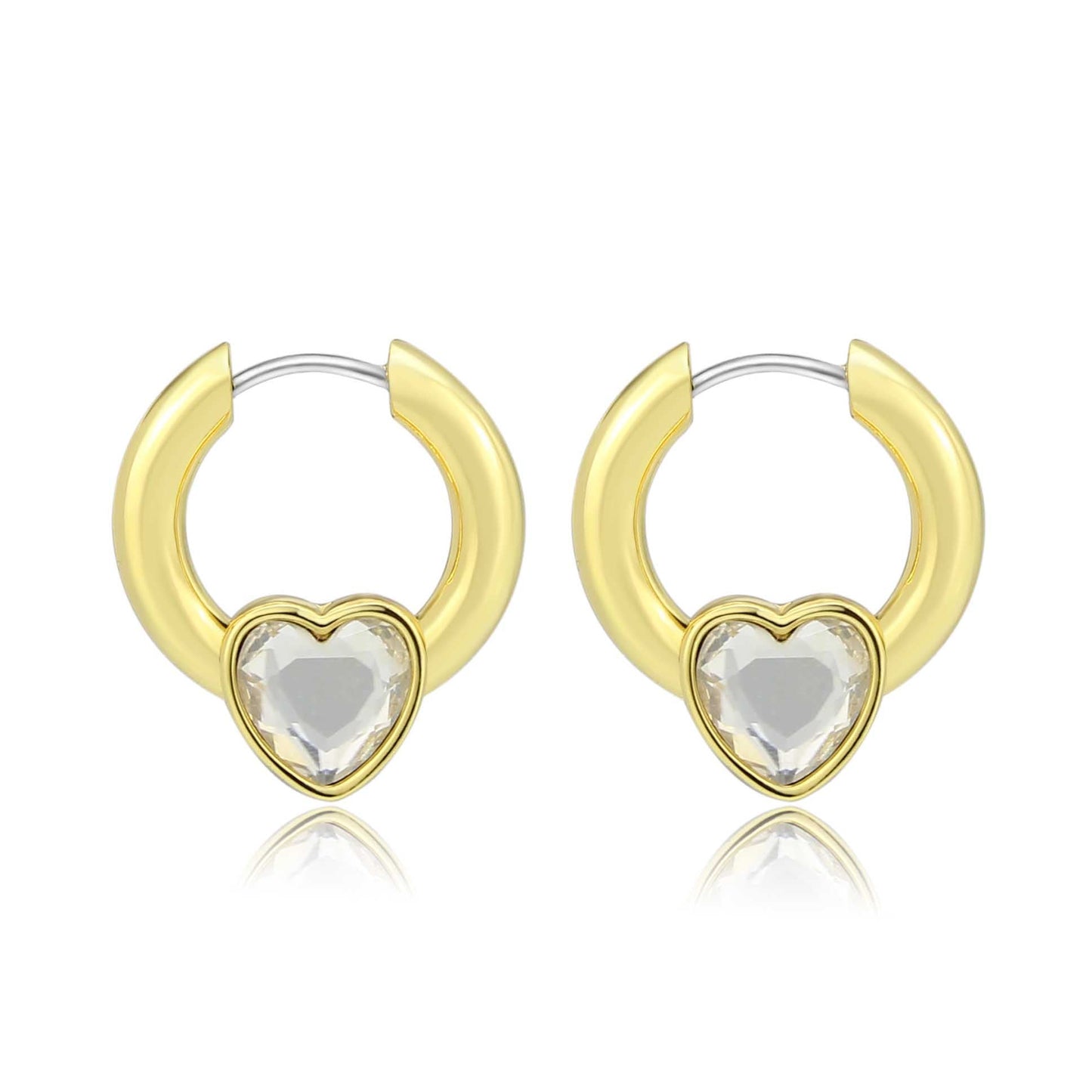 3W1747G - Flash Gold Brass Earring with Top Grade Crystal in Clear-0