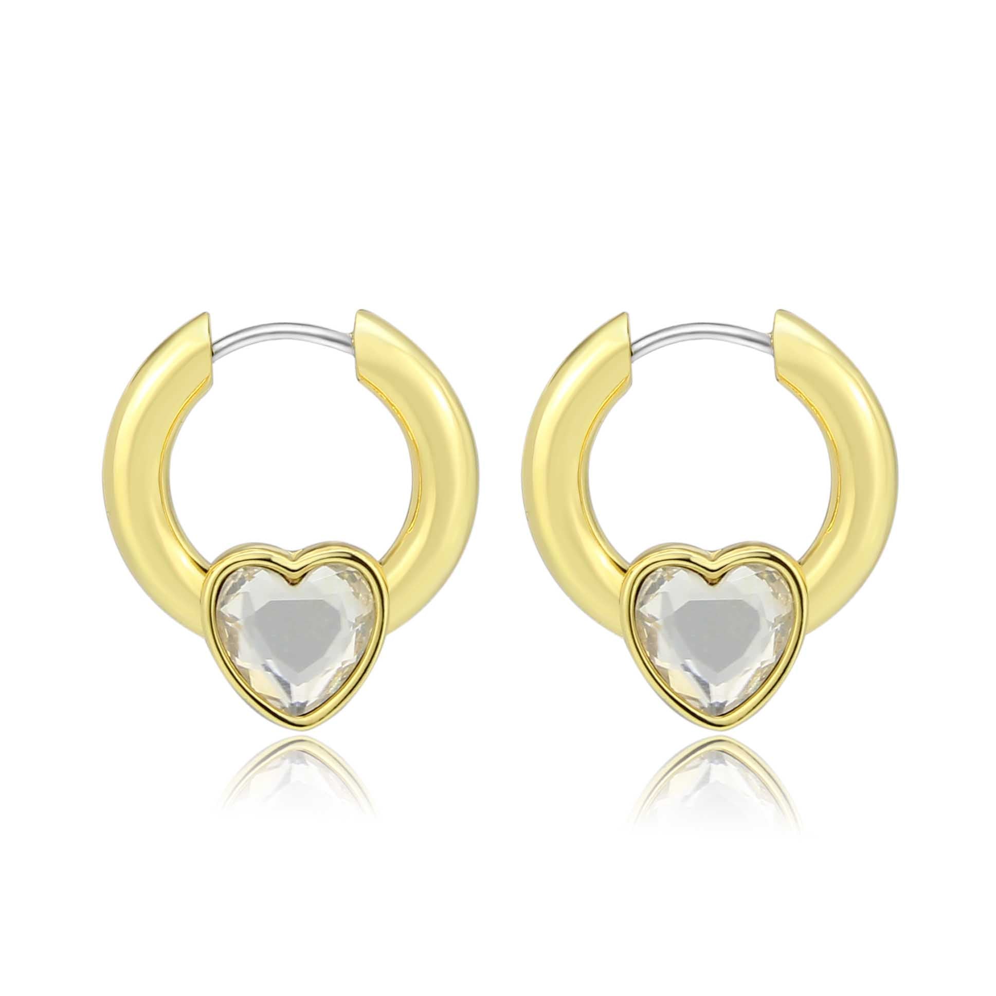 3W1747G - Flash Gold Brass Earring with Top Grade Crystal in Clear-0