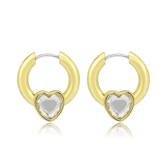 3W1747G - Flash Gold Brass Earring with Top Grade Crystal in Clear-0