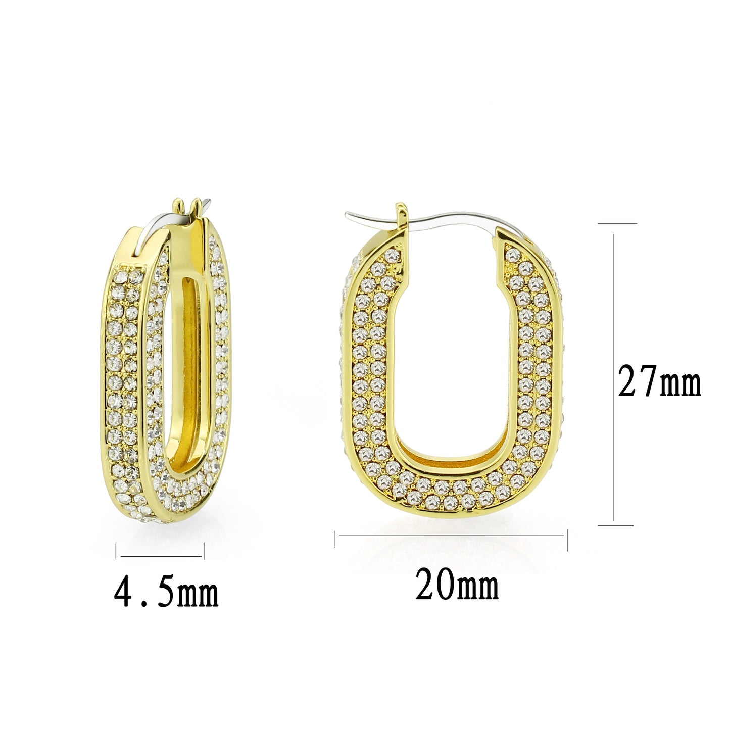 3W1748G - Flash Gold Brass Earring with Top Grade Crystal in Clear-1