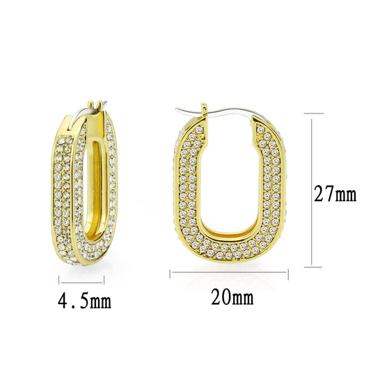 3W1748G - Flash Gold Brass Earring with Top Grade Crystal in Clear-1