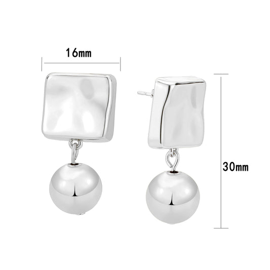3W1750 - Imitation Rhodium Brass Earring with NoStone in No Stone-0