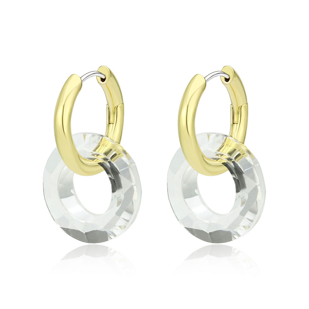 3W1754G - Flash Gold Brass Earring with Synthetic in Clear-0