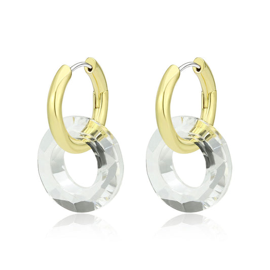 3W1754G - Flash Gold Brass Earring with Synthetic in Clear-0