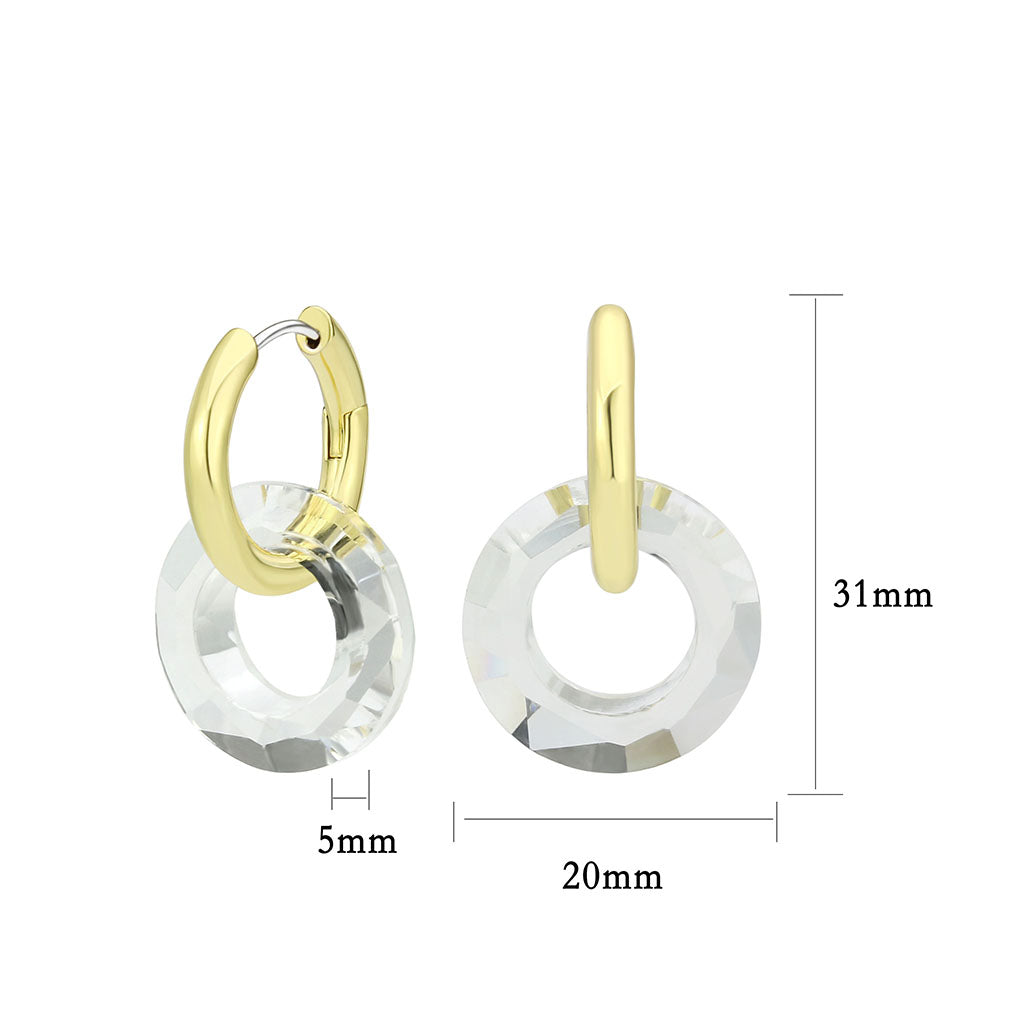 3W1754G - Flash Gold Brass Earring with Synthetic in Clear-1