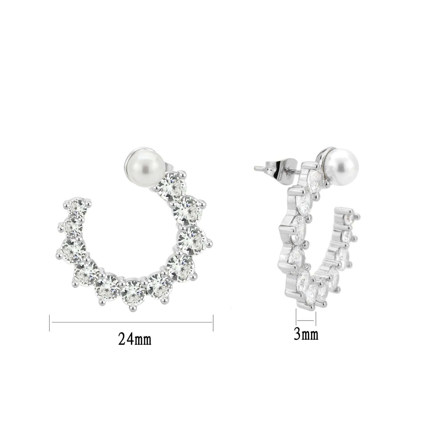 3W1758 - Imitation Rhodium Brass Earring with AAA Grade CZ in Clear-0