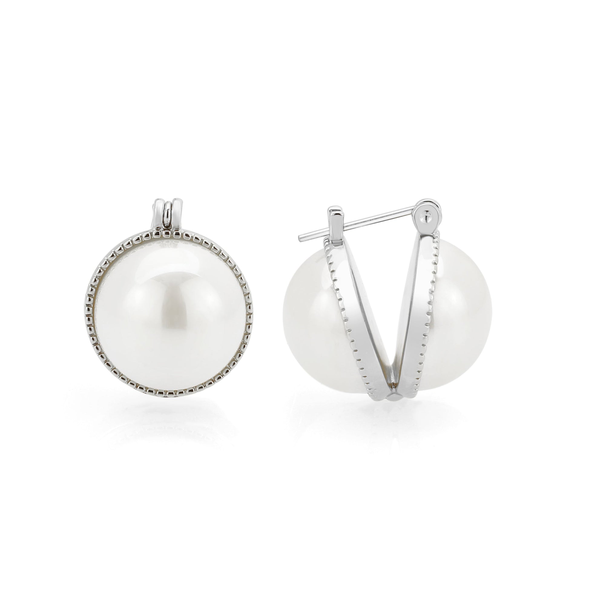 3W1764 - Imitation Rhodium Brass Earring with Synthetic in White-0