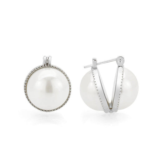 3W1764 - Imitation Rhodium Brass Earring with Synthetic in White-0