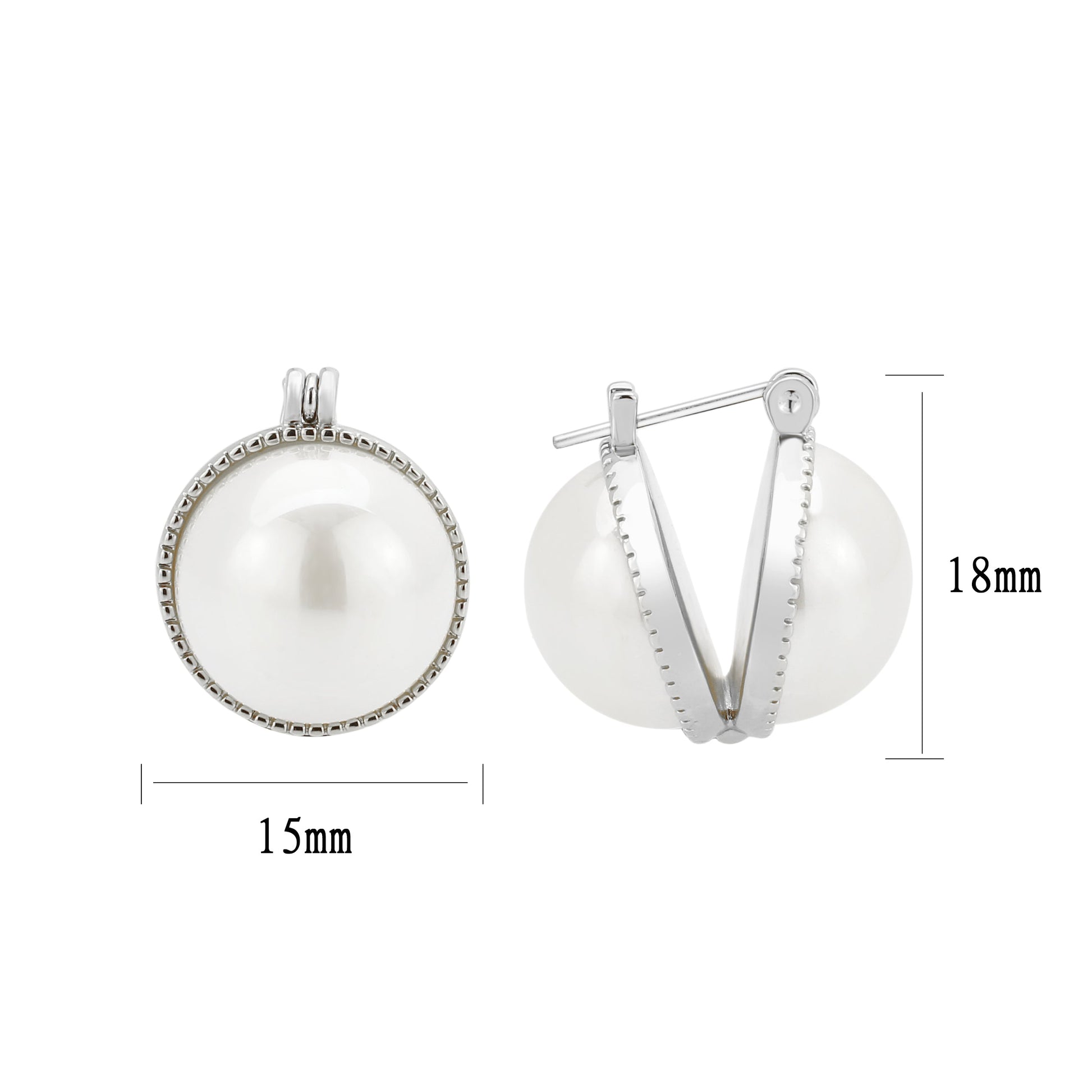 3W1764 - Imitation Rhodium Brass Earring with Synthetic in White-2