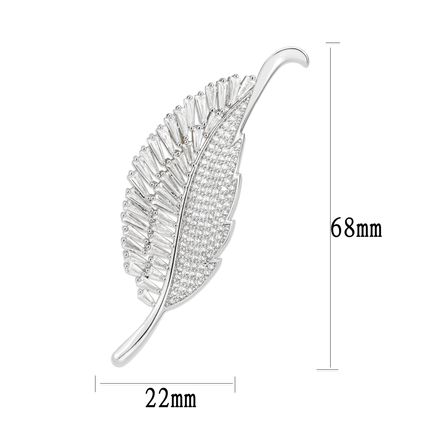 3W1765 - Imitation Rhodium Brass Brooches with AAA Grade CZ in Clear-0