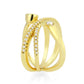 3W1766G - Flash Gold Brass Ring with AAA Grade CZ in Clear-2