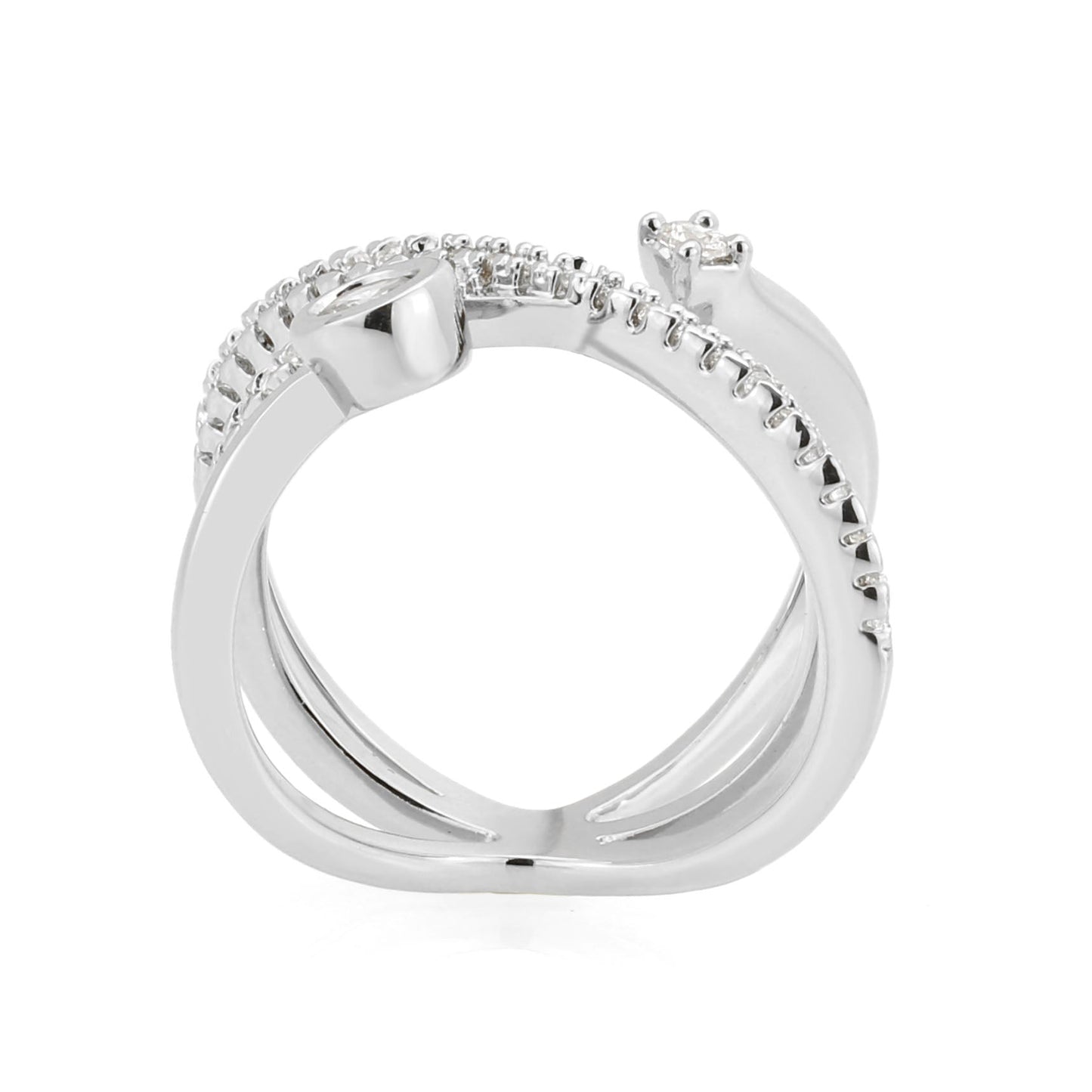 3W1766 - Imitation Rhodium Brass Ring with AAA Grade CZ in Clear-1