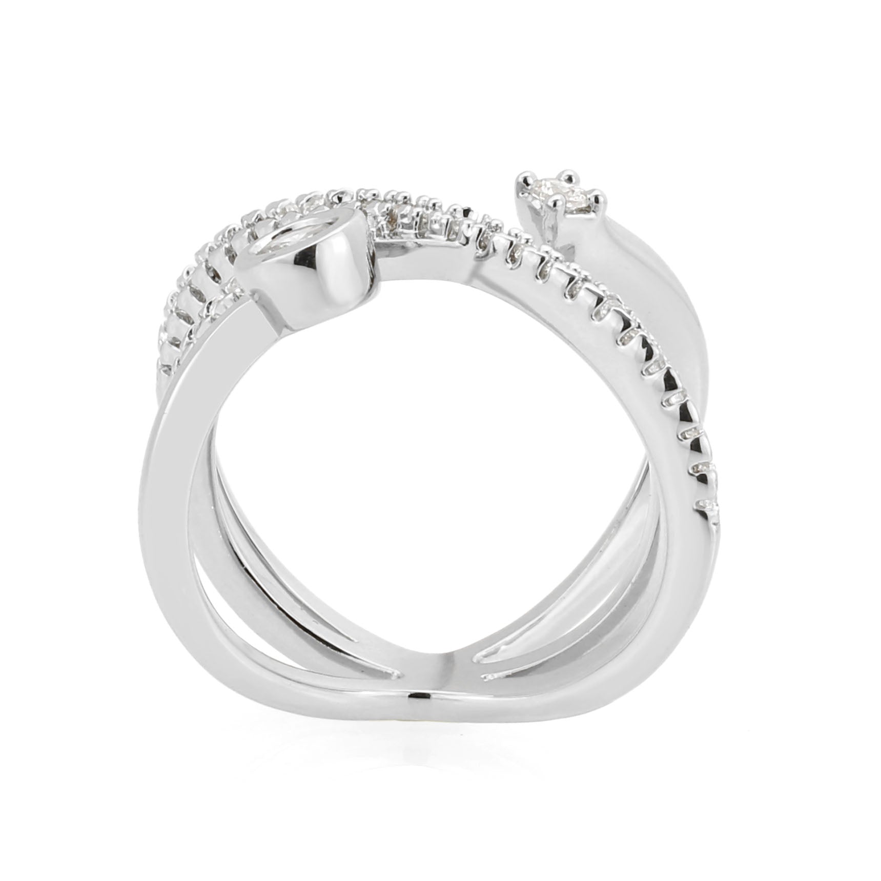 3W1766 - Imitation Rhodium Brass Ring with AAA Grade CZ in Clear-1