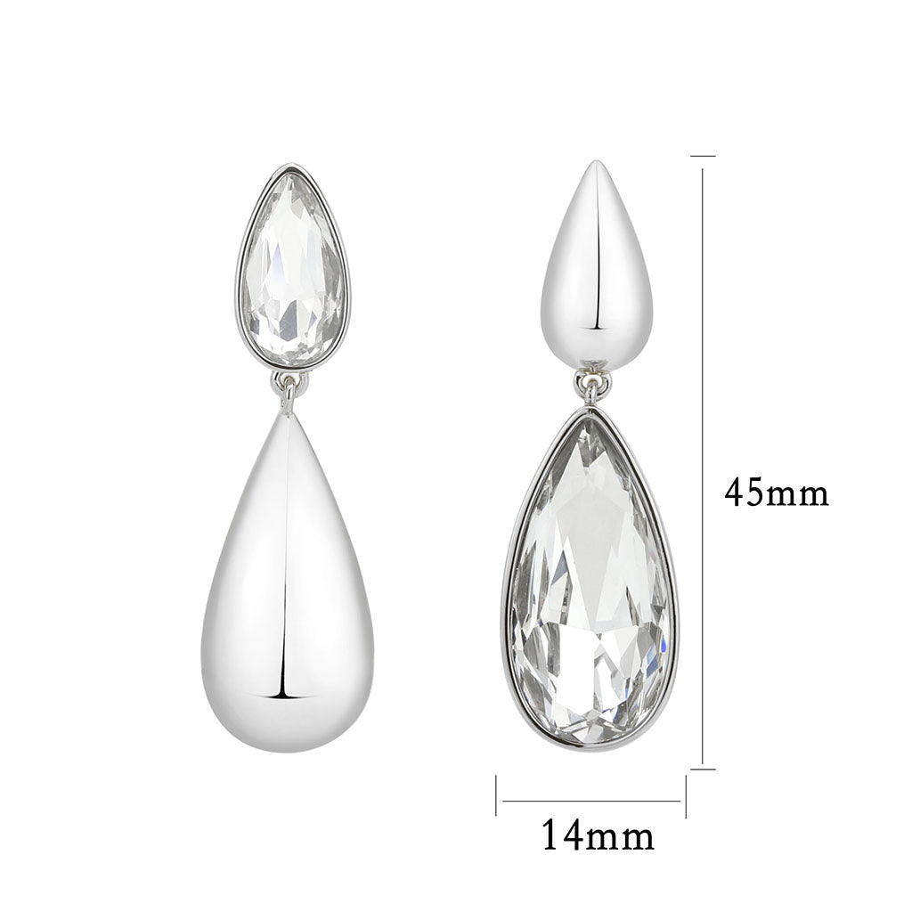 3W1767 - Imitation Rhodium Brass Earring with Top Grade Crystal in Clear-0