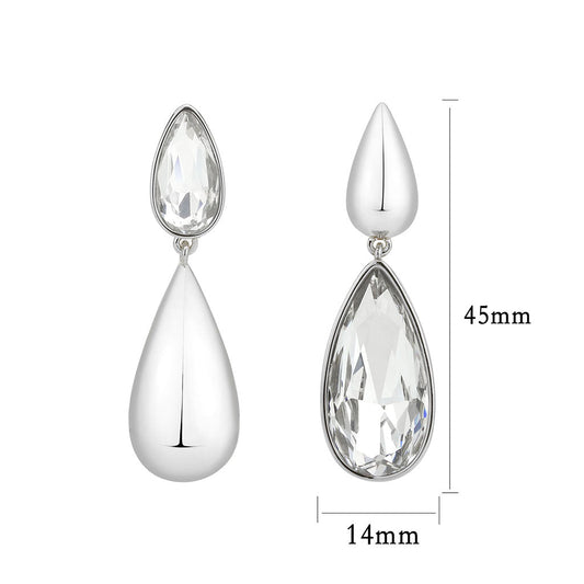 3W1767 - Imitation Rhodium Brass Earring with Top Grade Crystal in Clear-0