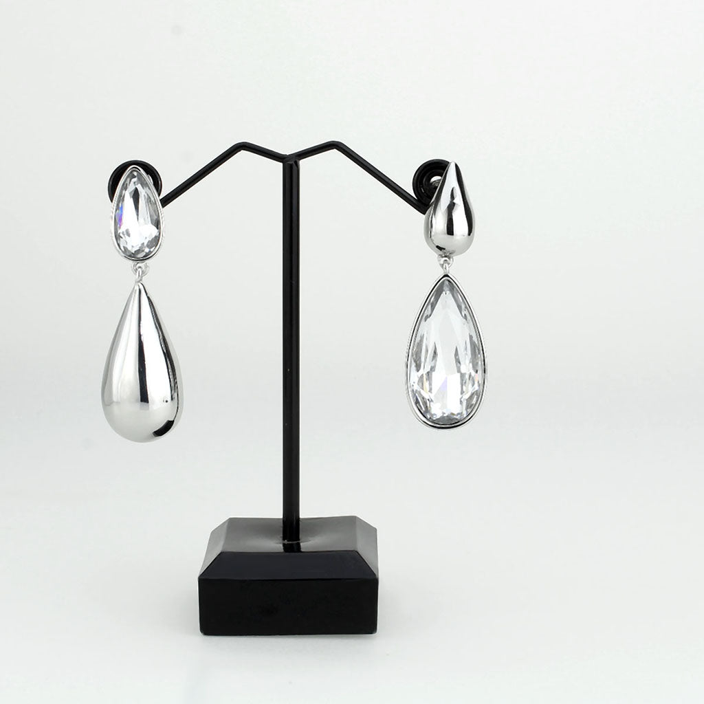 3W1767 - Imitation Rhodium Brass Earring with Top Grade Crystal in Clear-1