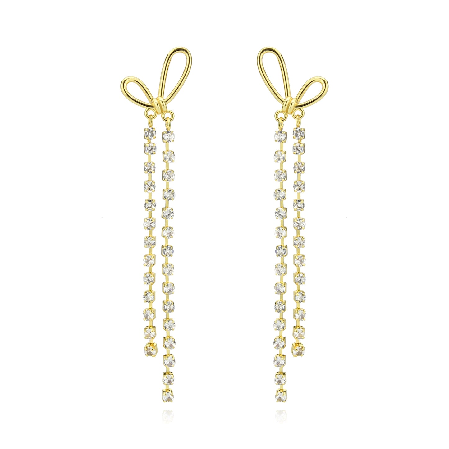 3W1768G - Flash Gold Brass Earring with Top Grade Crystal in Clear-0