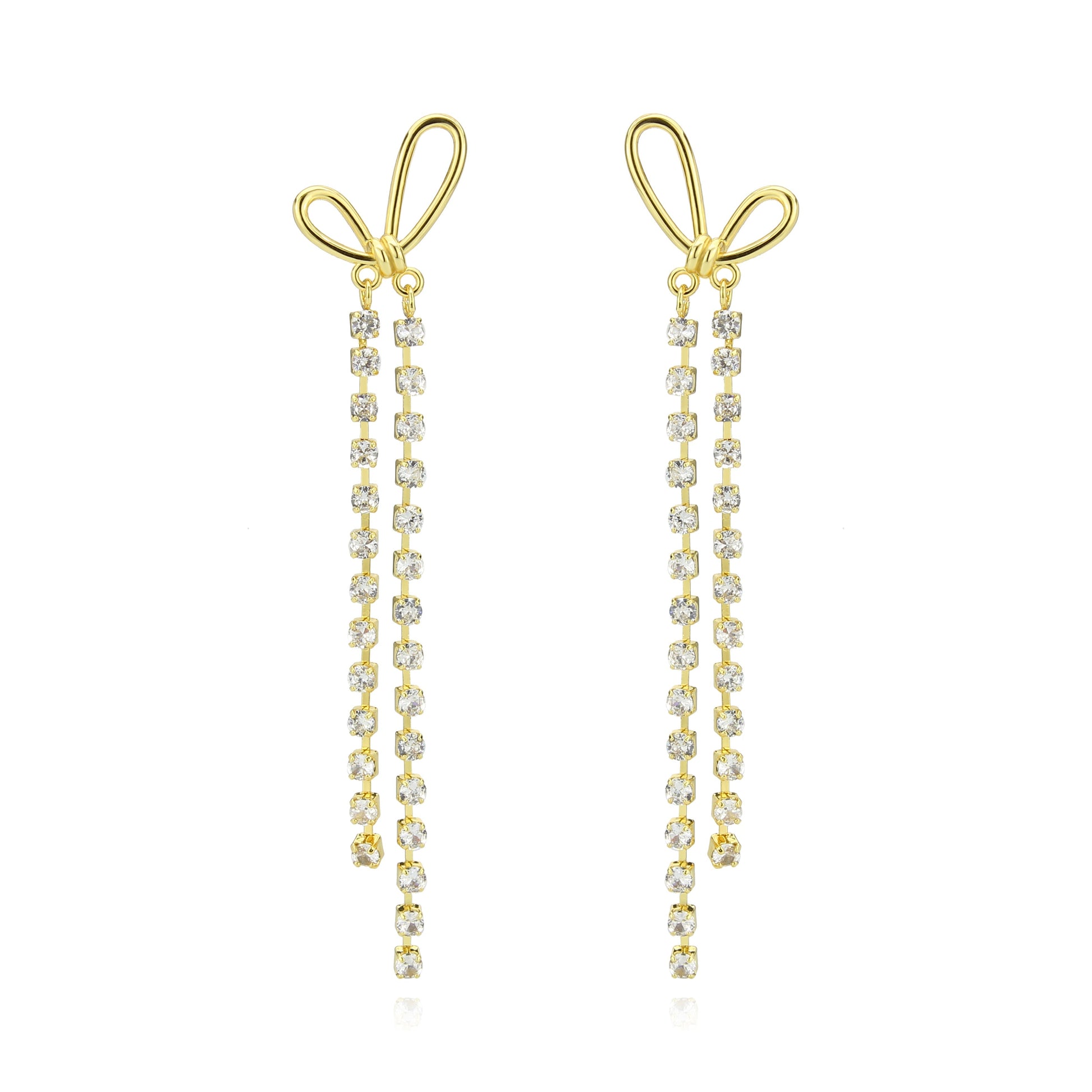 3W1768G - Flash Gold Brass Earring with Top Grade Crystal in Clear-0