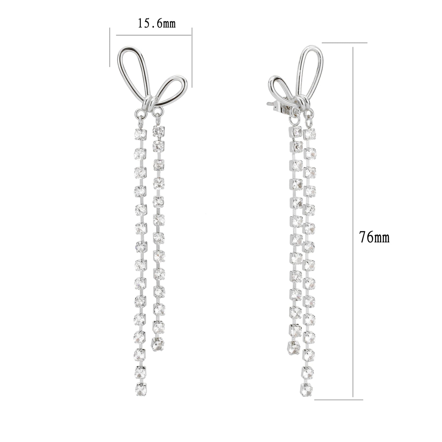 3W1768 - Imitation Rhodium Brass Earring with Top Grade Crystal in Clear-0