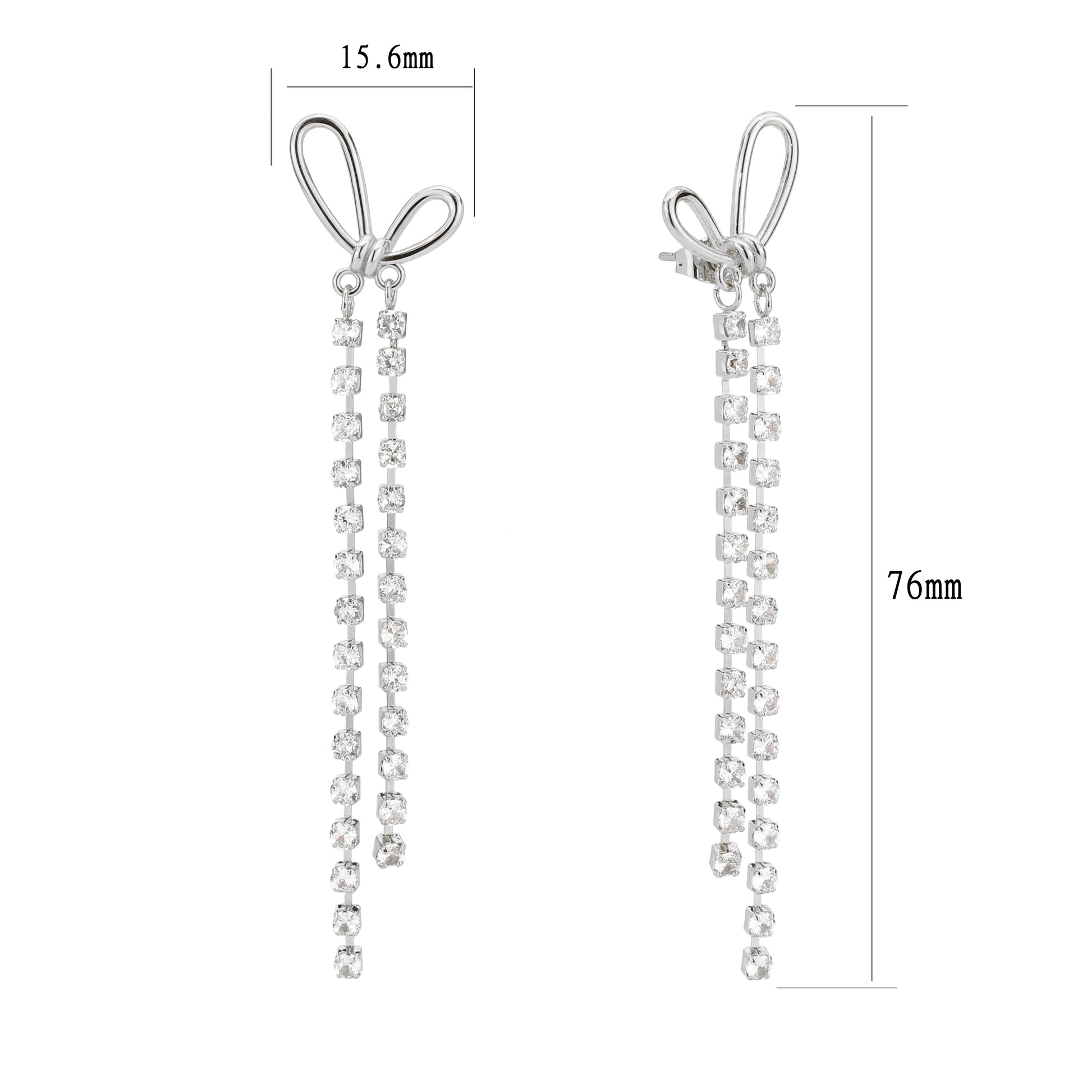 3W1768 - Imitation Rhodium Brass Earring with Top Grade Crystal in Clear-0