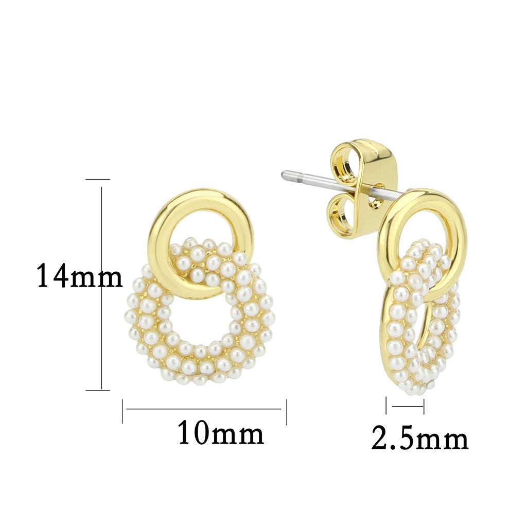 3W1775 - Flash Gold Brass Earring with Synthetic in White-1