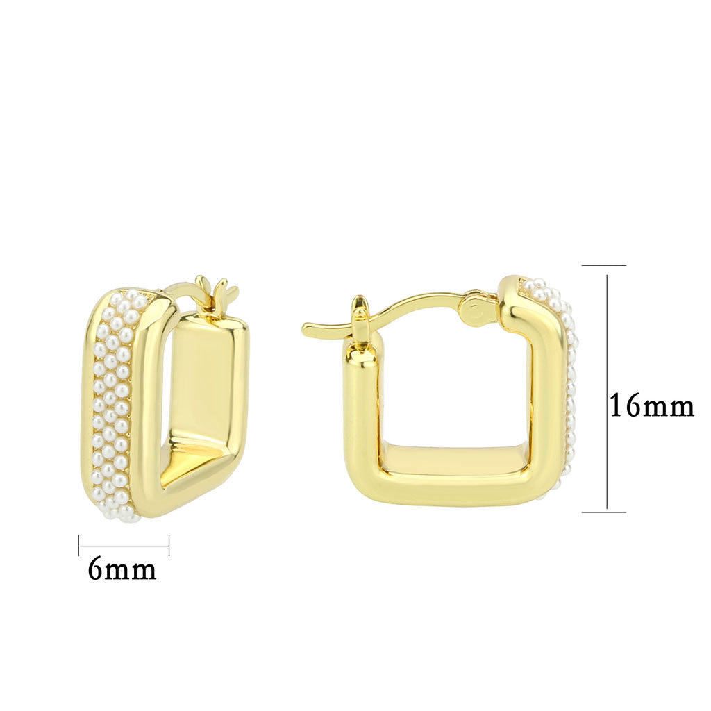 3W1776 - Flash Gold Brass Earring with Synthetic in White-1