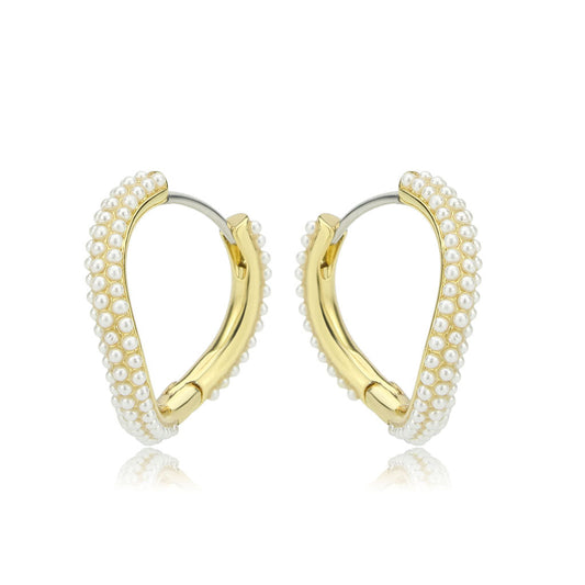 3W1779 - Flash Gold Brass Earring with Synthetic in White-0