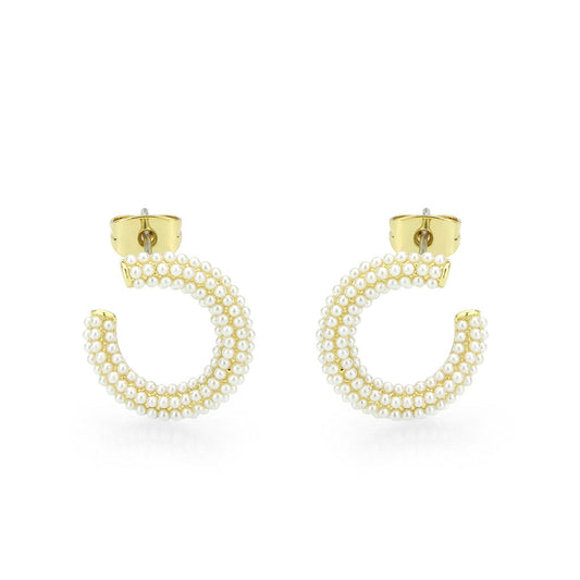 3W1780 - Flash Gold Brass Earring with Synthetic in White-0