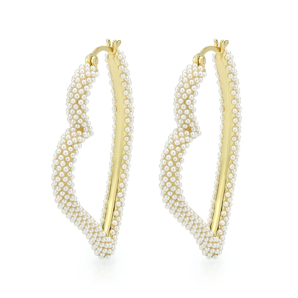 3W1781 - Flash Gold Brass Earring with Synthetic in White-0