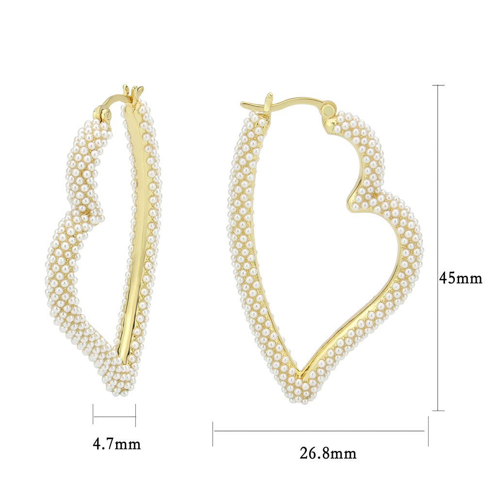 3W1781 - Flash Gold Brass Earring with Synthetic in White-1
