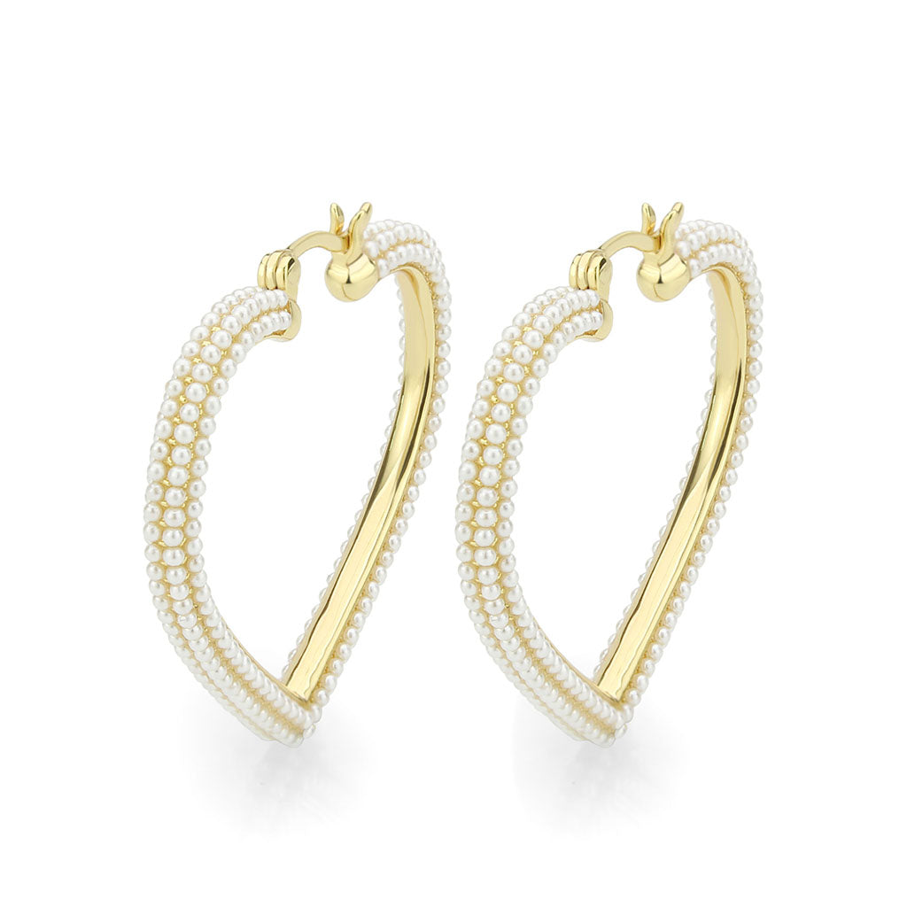 3W1782 - Flash Gold Brass Earring with Synthetic in White-0