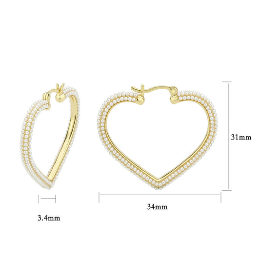 3W1782 - Flash Gold Brass Earring with Synthetic in White-1