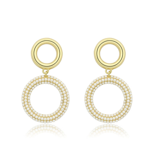 3W1784 - Flash Gold Brass Earring with Synthetic in White-0