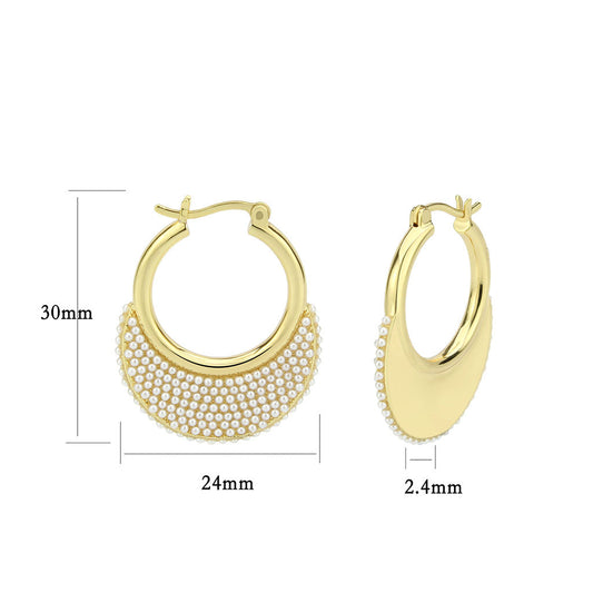 3W1785 - Flash Gold Brass Earring with Synthetic in White-1
