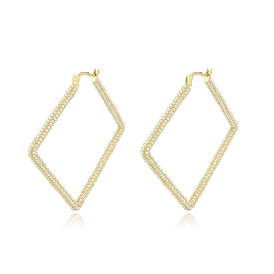 3W1786 - Flash Gold Brass Earring with Synthetic in White-0