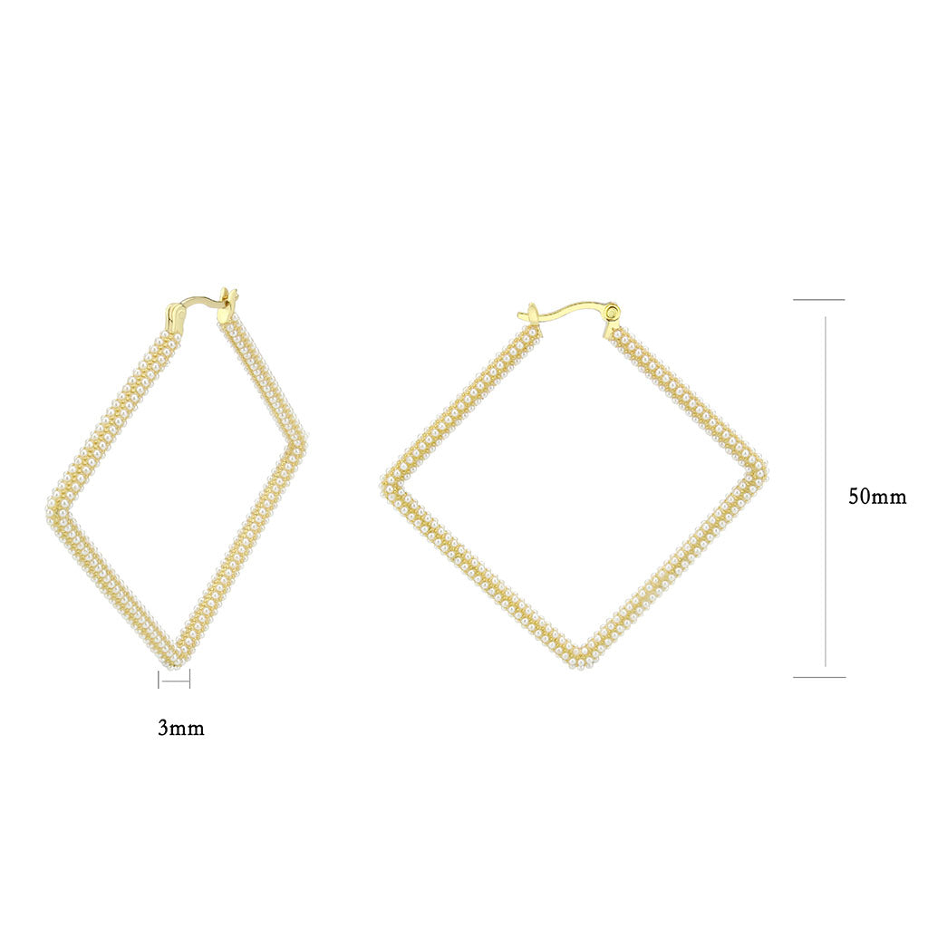 3W1786 - Flash Gold Brass Earring with Synthetic in White-1