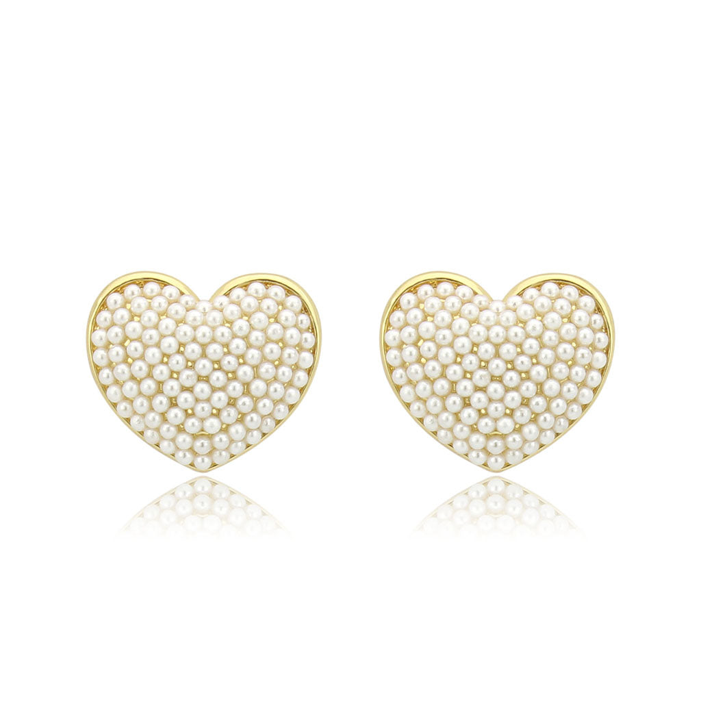 3W1787 - Flash Gold Brass Earring with Synthetic in White-0