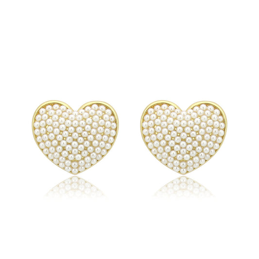 3W1787 - Flash Gold Brass Earring with Synthetic in White-0
