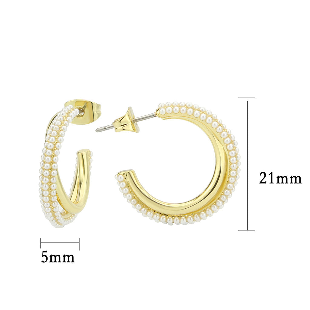 3W1788 - Flash Gold Brass Earring with Synthetic in White-1