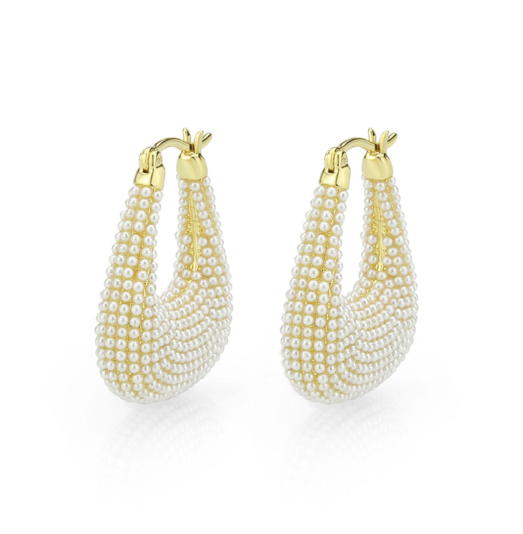 3W1795 - Flash Gold Brass Earring with Synthetic in White-0